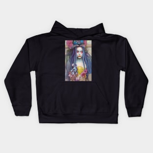 Blue Haired Voodoo Goddess Hippie Girl Kids Hoodie